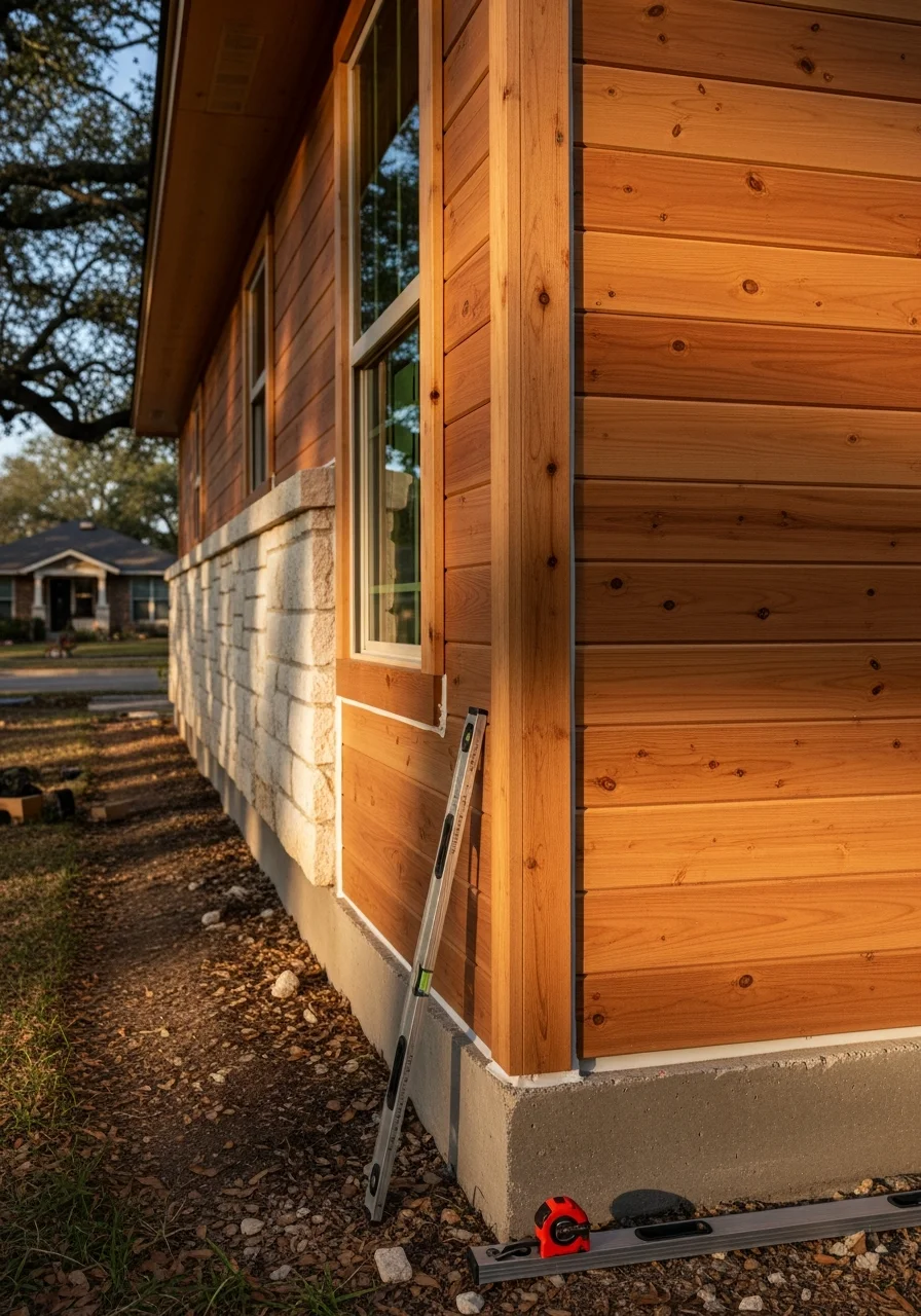 Service team member on Seguin property, showing professional workmanship and attention to detail.