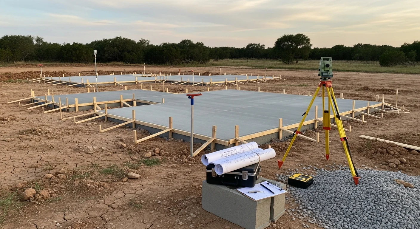 A completed commercial building on a rural Guadalupe County property near New Berlin, TX, showing a finished exterior structure on open land with clear site access. The building reflects ground-up commercial construction suited to the gently rolling landscape of the New Berlin area.